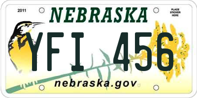 NE license plate YFI456