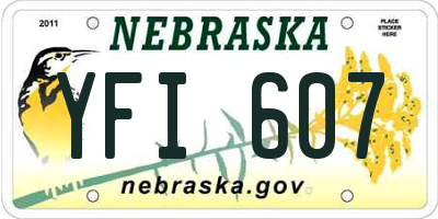 NE license plate YFI607
