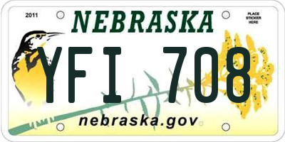 NE license plate YFI708