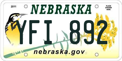 NE license plate YFI892