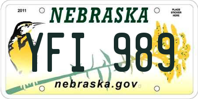 NE license plate YFI989
