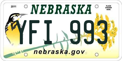 NE license plate YFI993