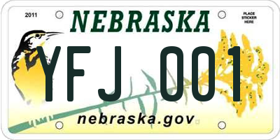 NE license plate YFJ001