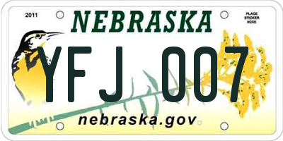 NE license plate YFJ007