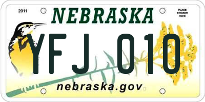 NE license plate YFJ010