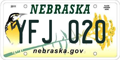 NE license plate YFJ020