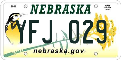 NE license plate YFJ029