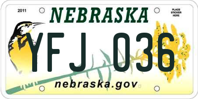 NE license plate YFJ036