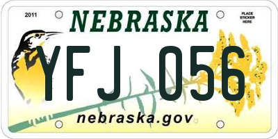 NE license plate YFJ056