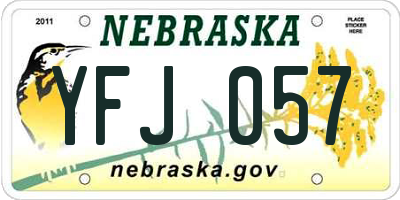 NE license plate YFJ057