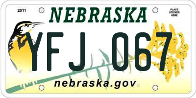 NE license plate YFJ067