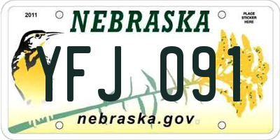 NE license plate YFJ091