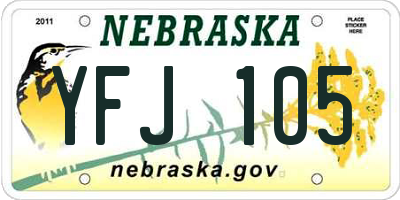 NE license plate YFJ105