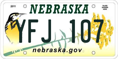 NE license plate YFJ107