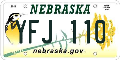 NE license plate YFJ110