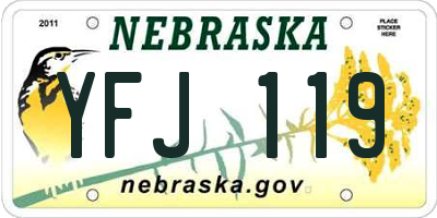 NE license plate YFJ119