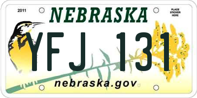 NE license plate YFJ131