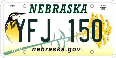 NE license plate YFJ150