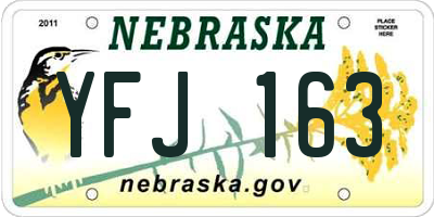 NE license plate YFJ163