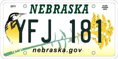 NE license plate YFJ181