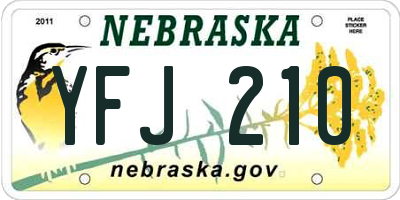 NE license plate YFJ210