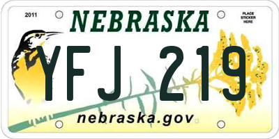 NE license plate YFJ219