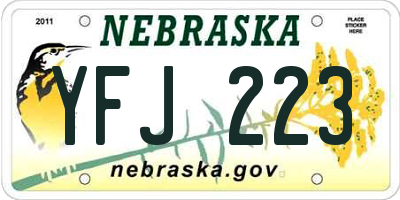NE license plate YFJ223