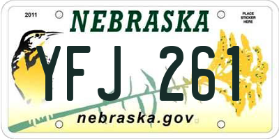 NE license plate YFJ261