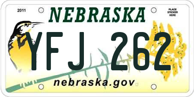 NE license plate YFJ262