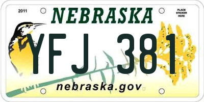 NE license plate YFJ381