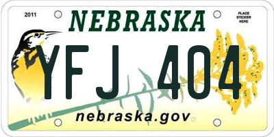 NE license plate YFJ404