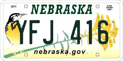 NE license plate YFJ416