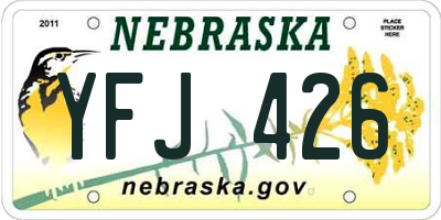 NE license plate YFJ426
