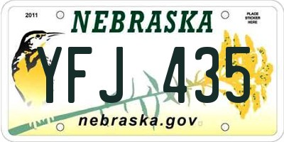 NE license plate YFJ435