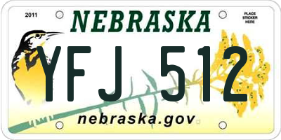 NE license plate YFJ512