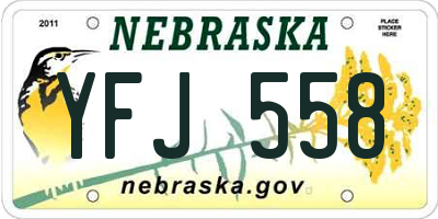 NE license plate YFJ558