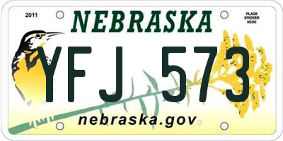 NE license plate YFJ573