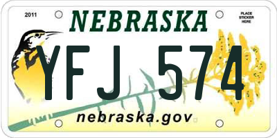 NE license plate YFJ574