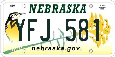NE license plate YFJ581
