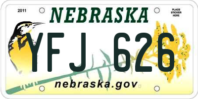 NE license plate YFJ626