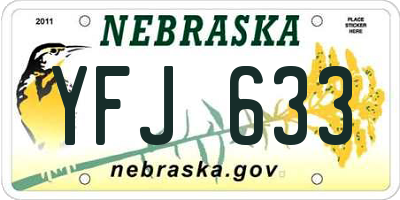 NE license plate YFJ633