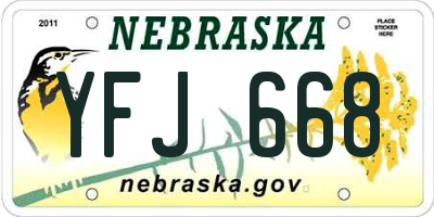 NE license plate YFJ668