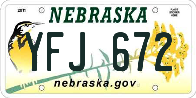 NE license plate YFJ672