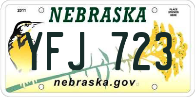 NE license plate YFJ723