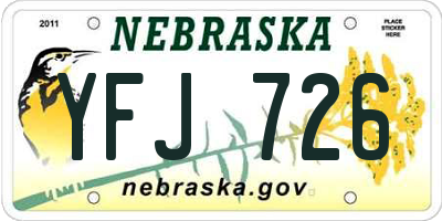 NE license plate YFJ726