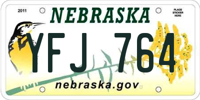 NE license plate YFJ764
