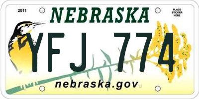 NE license plate YFJ774
