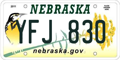 NE license plate YFJ830