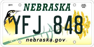 NE license plate YFJ848