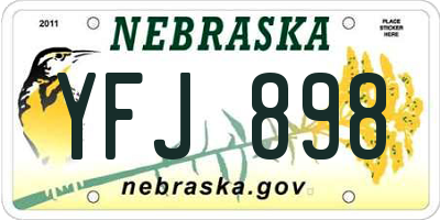 NE license plate YFJ898